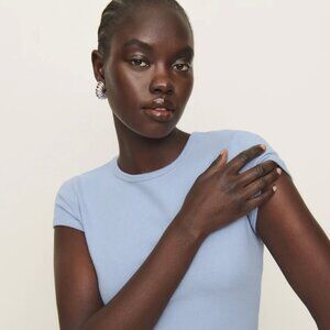 Reformation Olive Knit Top Size Small Ice Water